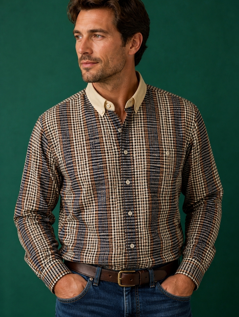 VTG THE SAN ANGELO COLLECTION 1980s Check Gingham Button Down Long Sleeve Shirt